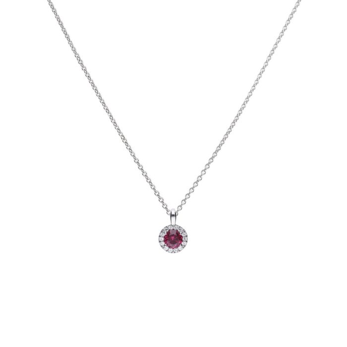 Diamonfire Red Zirconia Pave Silver Necklace P4625