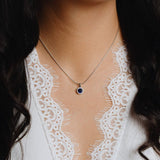 Diamonfire Silver Blue Zirconia Pave Necklace P4626