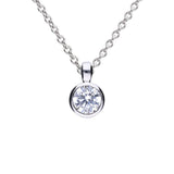 Diamonfire Silver Solitaire 0.50ct Zirconia Bezel Set Necklace P4641