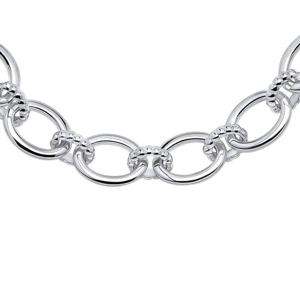 Silver Oval And Circle Link Bracelet B5500