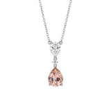 Diamonfire Silver Pink Zirconia Teardrop Drop Necklace N4502