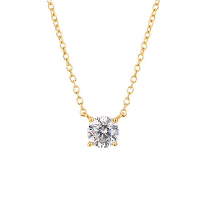 Diamonfire Solitaire Zirconia Four Claw Gold Plated Necklace N4554