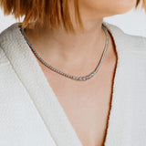 Diamonfire Silver Graduated Zirconia Line Necklace N4338