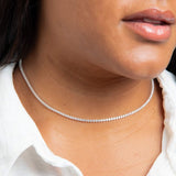 Silver Cubic Zirconia Circle Link Necklace N4614C