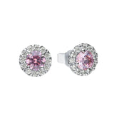 Diamonfire Silver Pink Zirconia Pave Stud Earrings E5775