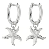 Silver Starfish Hoop Earrings E5922