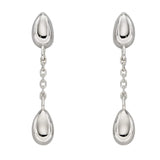 Silver Flower Bud Drop Earrings E6102