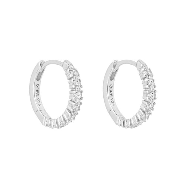 Diamonfire Zirconia Pave Silver Hoop Earrings E6200