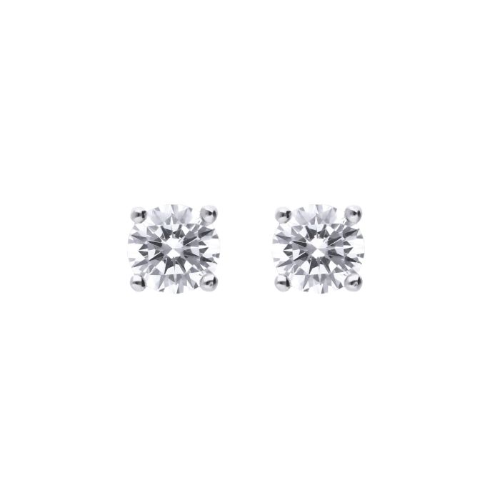 Diamonfire Solitaire Zirconia Four Claw Silver 4mm Stud Earrings E6298