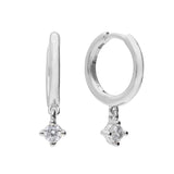 Diamonfire Silver Zirconia Drop Hoop Earrings E6306