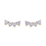 Diamonfire Gold Plated Zirconia Crawler Stud Earrings E6309K