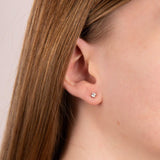 Diamonfire Silver Solitaire Zirconia Four Claw 3mm Stud Earrings E6310