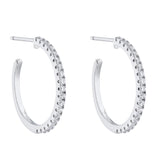 Silver Cubic Zirconia 3/4 Hoop Earrings E6127C