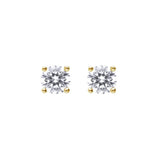 Diamonfire Solitaire Zirconia Four Claw Gold Plated 4mm Stud Earrings E6299