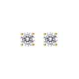 Diamonfire Gold Plated Solitaire Zirconia Four Claw 4mm Stud Earrings E6299
