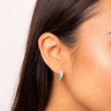 Diamonfire Silver Zirconia Double Row 3/4 Hoop Earrings E6405