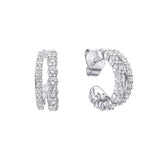 Diamonfire Silver Zirconia Double Row 3/4 Hoop Earrings E6405