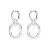 Silver Double Oval And Circle Link Drop Earrings E6436