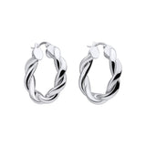 Silver Twisted Rope Hoop Earrings E6439