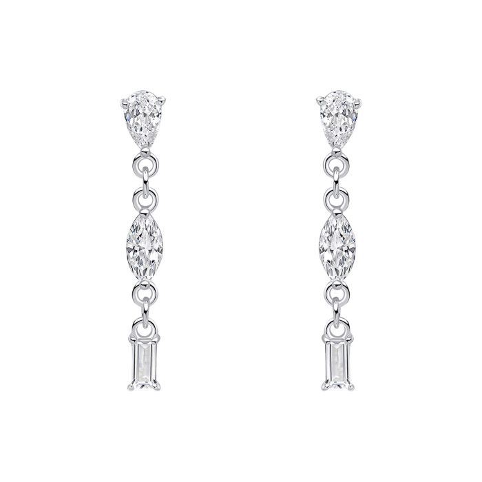 Silver Cubic Zirconia Drop Earrings E6481C
