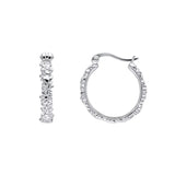 Silver Flower Hoop Earrings E6610