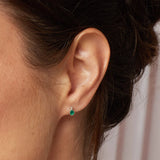 Silver Green Chalcedony And Cubic Zirconia Stud Earrings E6689G