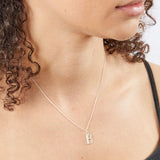 Silver Initial B Cubic Zirconia Necklace P4724C