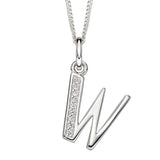 Silver Initial W Cubic Zirconia Necklace P4745C