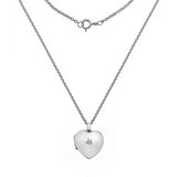 Silver Diamond Heart Locket Necklace