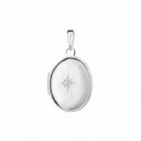 Silver Oval Cubic Zirconia Starburst Locket Only P5230C
