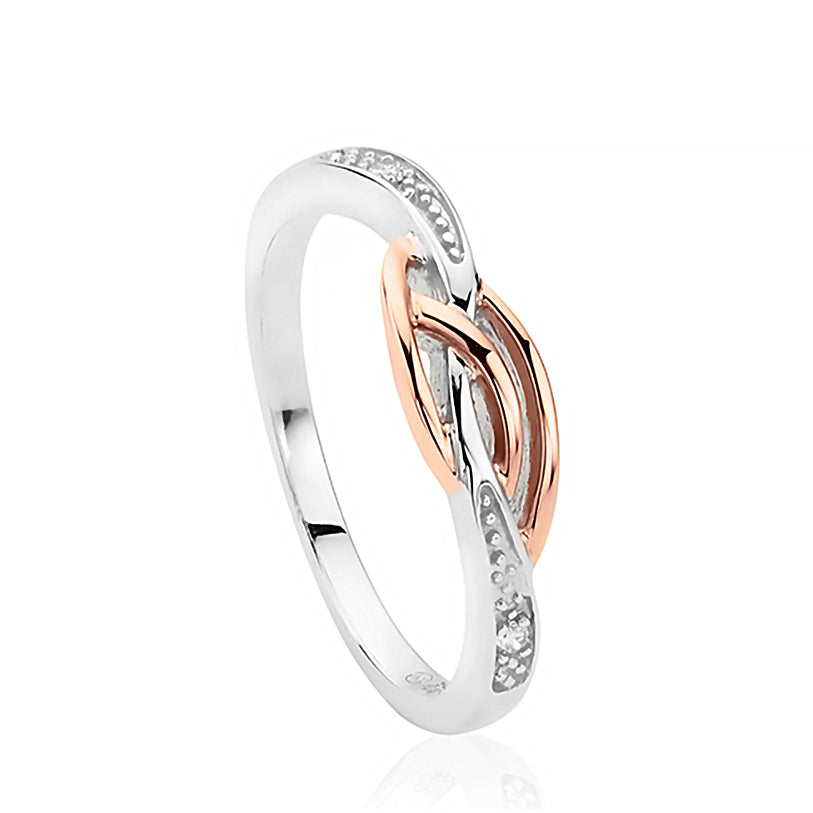 Clogau Silver And 9ct Rose Gold Eternal Love Affinity Stacking Ring 3S