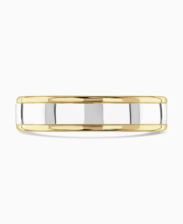 18ct Yellow Gold And Platinum 5mm Medium Court Gents Polished Wedding Ring