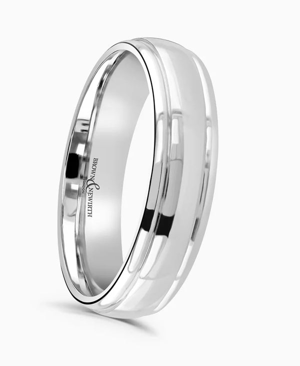 Platinum 5mm Medium Court Gents Polished Wedding Ring