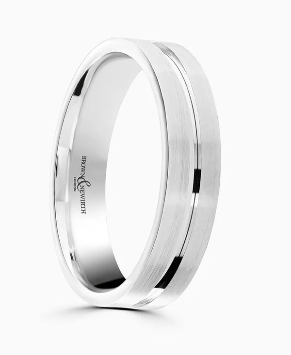 Platinum 5mm Medium Court Gents Matte And Polished Wedding Ring