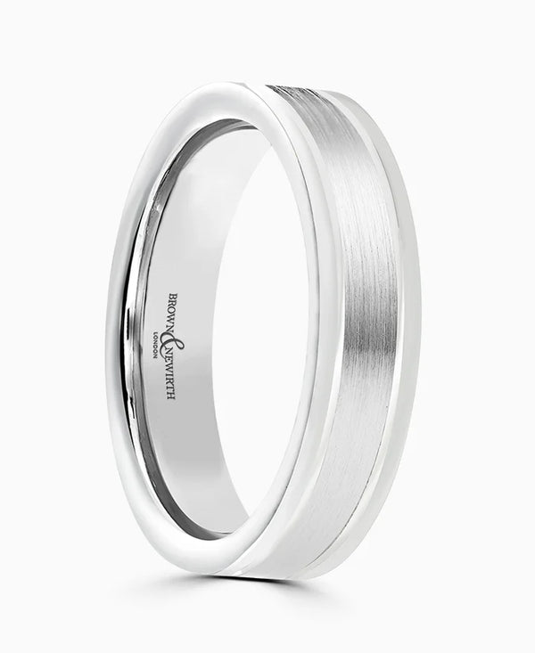 Platinum 5mm Heavy Court Gents Matte And Polished Wedding Ring