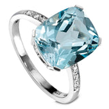 9ct White Gold Sky Blue Topaz And Diamond Ring GR224T