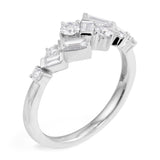 18ct White Gold 0.71ct Baguette And Round Brilliant Cut Diamond Zig Zag Fancy Ring