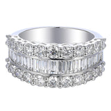 Platinum 2.95ct Triple Row Diamond Ring