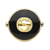 Gucci Interlocking 18ct Yellow Gold Black Onyx And Diamond Ring YBC786604001