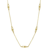 9ct yellow gold chain link station necklace