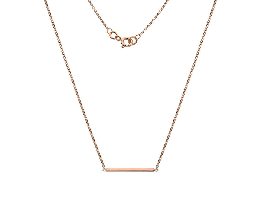 9ct Rose Gold Rectangle Bar Necklace