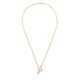 9ct Yellow Gold T-Bar Pearl Necklace GN393W