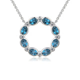 9ct White Gold 1.53ct London Blue Topaz And 0.21ct Diamond Circle Necklace
