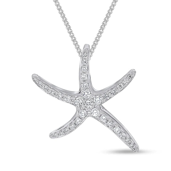 18ct White Gold 0.35ct Diamond Starfish Pendant