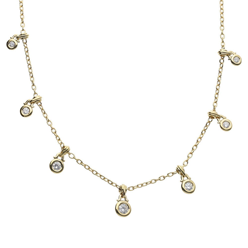 18ct Yellow Gold 0.53ct Scattered Diamond Drop Necklace