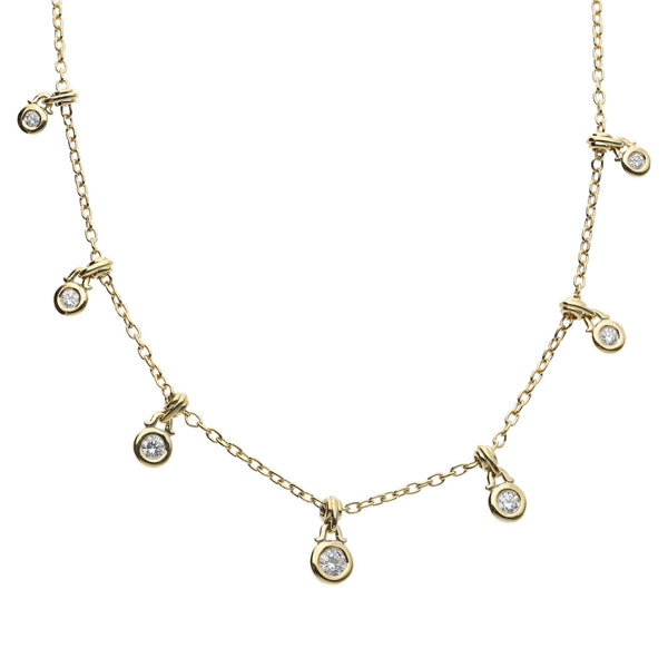 18ct Yellow Gold 0.53ct Scattered Diamond Drop Necklace