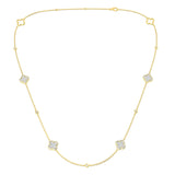 18ct Yellow Gold 1.40ct Diamond Clover Station Necklace