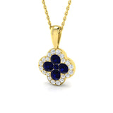 18ct Yellow Gold 0.60ct Blue Sapphire And 0.23ct Diamond Clover Necklace