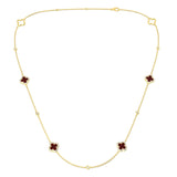 18ct Yellow Gold 1.27ct Ruby And 0.43ct Diamond Clover Station Necklace