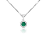 18ct White Gold 0.27ct Emerald And 0.09ct Diamond Halo Pendant Only